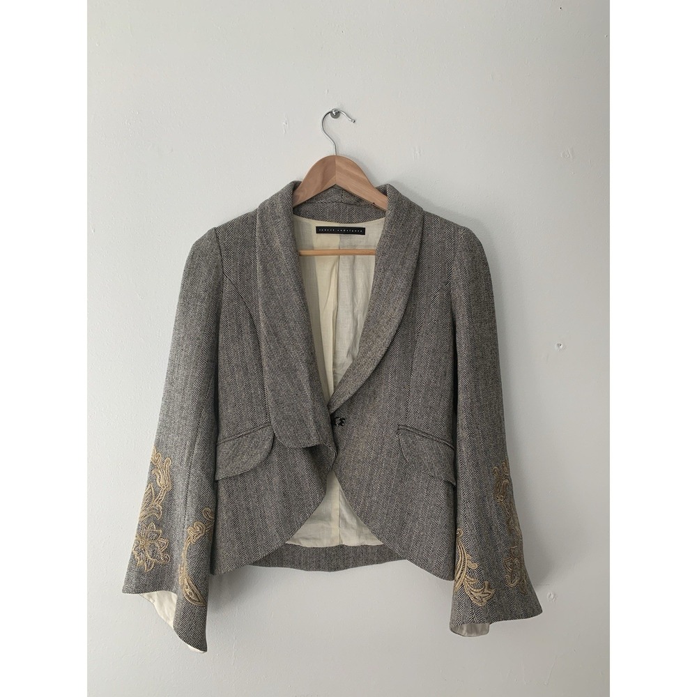 ROBERT RODRIGUEZ Herringbone Blazer Embroidered Jacket Costume Steampunk Art